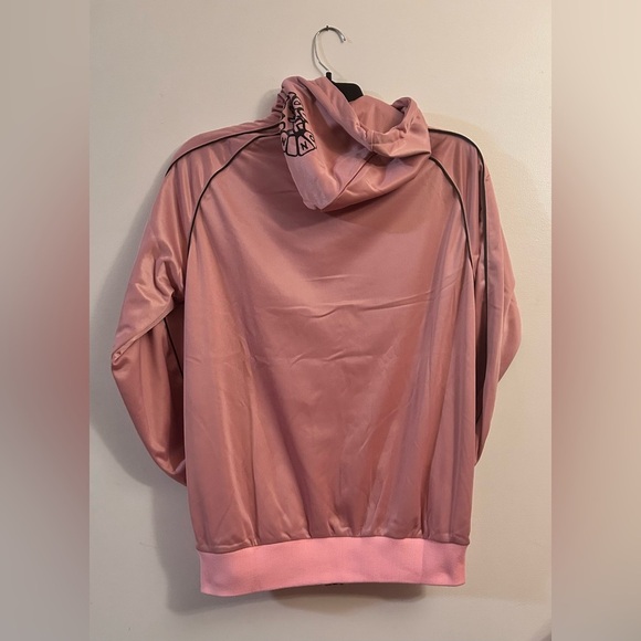 Stepper Full Zip Hooded Track Jacket Pink Brown “Foot On Neck” Size Large - Picture 9 of 10